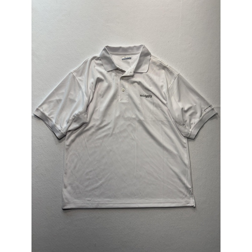 Columbia PFG Omni-Shade Polo Shirt Mens Medium White Fishing UV Protection